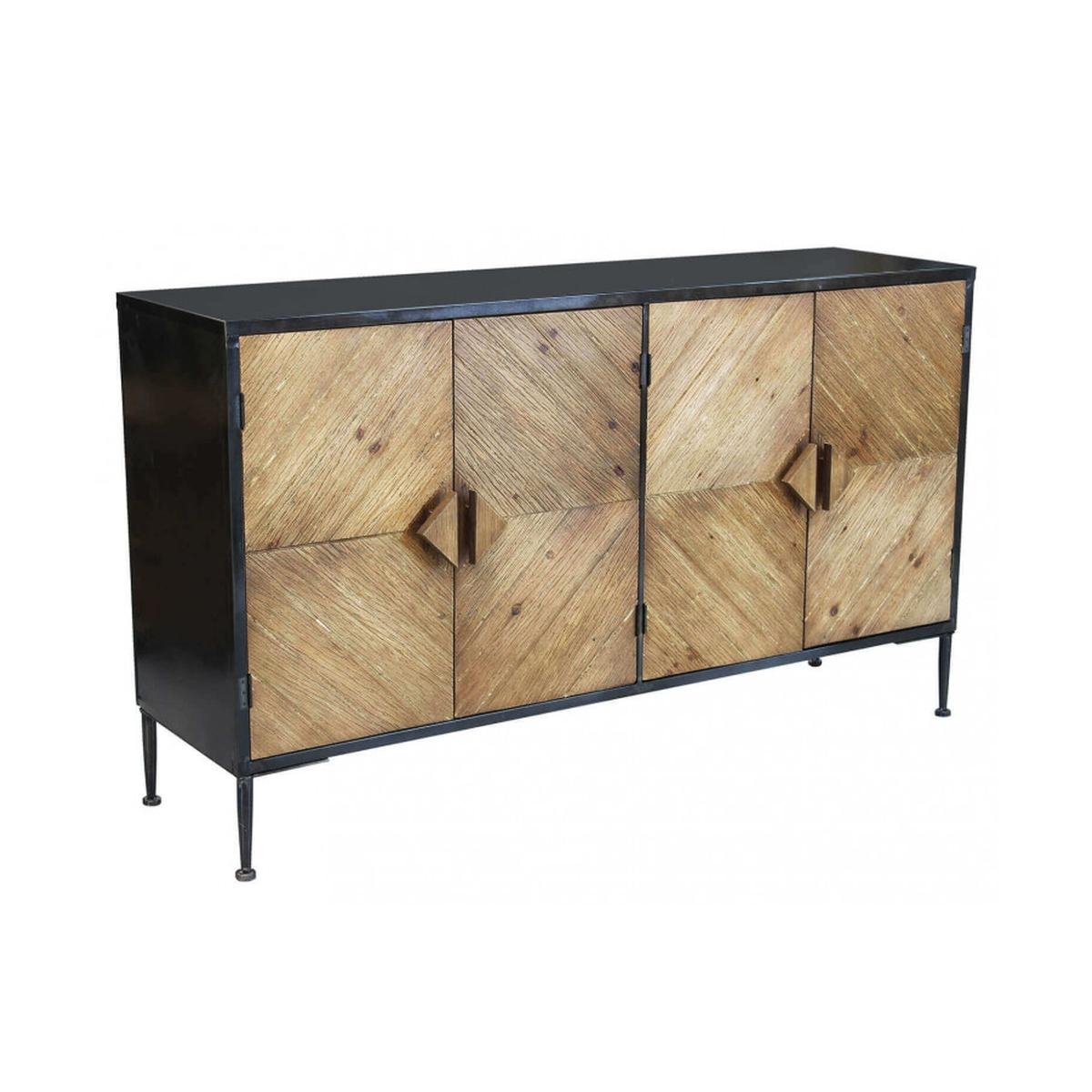 Industriële houten en metalen dressoir Derek