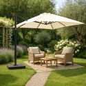 Vierkante tuinparasol 3x3m in aluminium met zijarm Vienna Korting