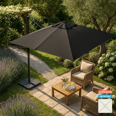 Vierkante aluminium zweefparasol 3x3 m Paradise Noir Aanbieding
