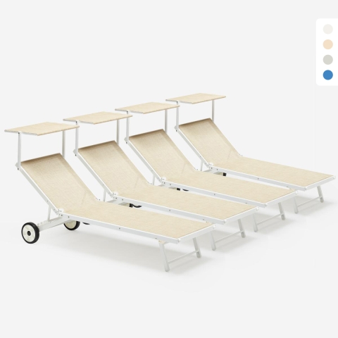 4 stuks ligbedden Alabama met stevige wielen en aluminium frame Aanbieding