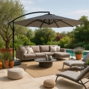 Achthoekige aluminium zweefparasol 3 meter Fan Noir Karakteristieken