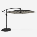 Achthoekige aluminium zweefparasol 3 meter Fan Noir Afmetingen