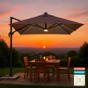 Parasol Paradise Brown Light met ledverlichting, 3x3m Aanbieding