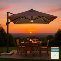 Parasol Paradise Brown Light met ledverlichting, 3x3m Aanbieding