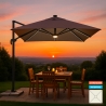 Parasol Paradise Brown Light met ledverlichting, 3x3m Aanbieding