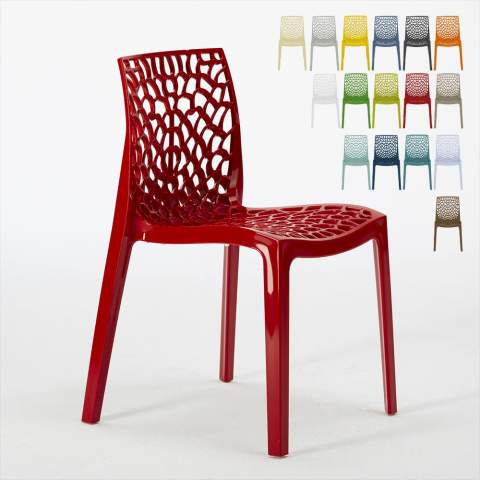 Set van 22 gekleurde polypropyleen stoelen Grand Soleil Gruvyer Aanbieding