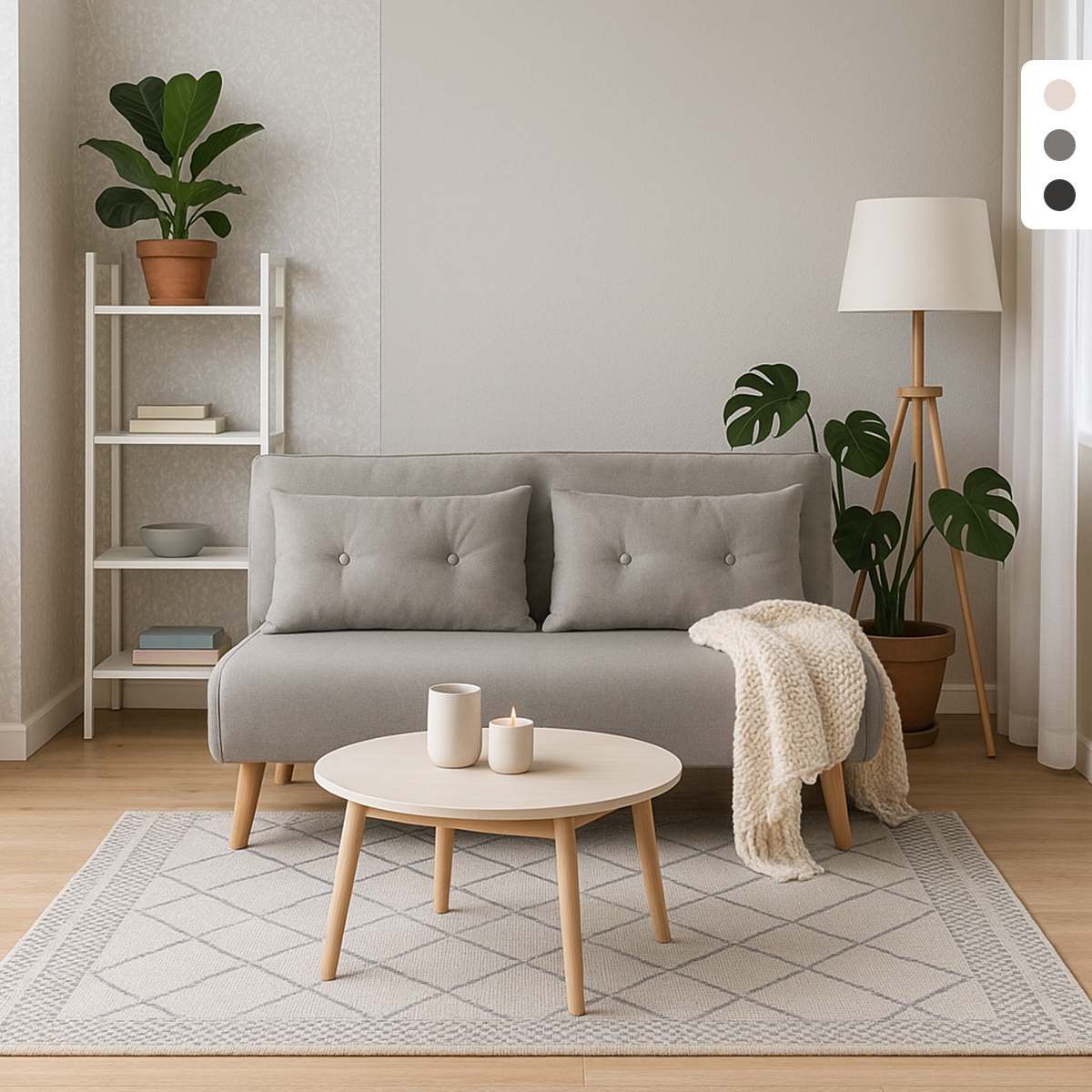 2-zits stoffen slaapbank in Scandinavische stijl Elettra