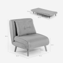 Stoffen klapbed fauteuil met houten pootjes Miriam 