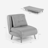 Stoffen klapbed fauteuil met houten pootjes Miriam 