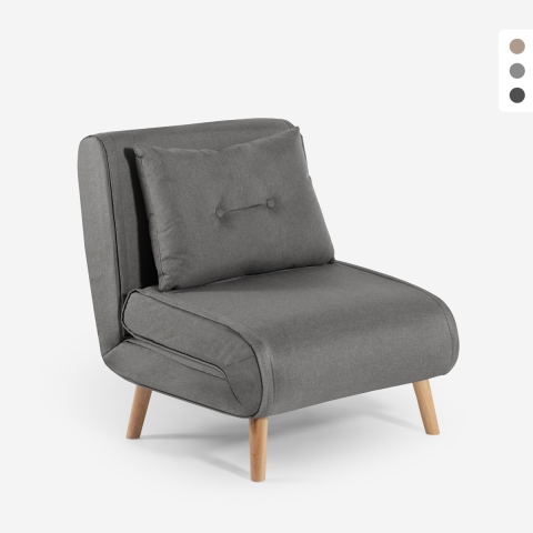 Stoffen klapbed fauteuil met houten pootjes Miriam Aanbieding
