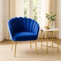 Kuipstoel in modern fluweel design met gouden poten Calicis Korting