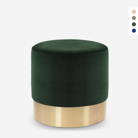Ronde, fluwelen design poef Rossetto Aanbieding