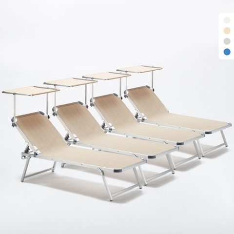 Set van 4 aluminium ligbedden met schuifdak Nettuno Aanbieding