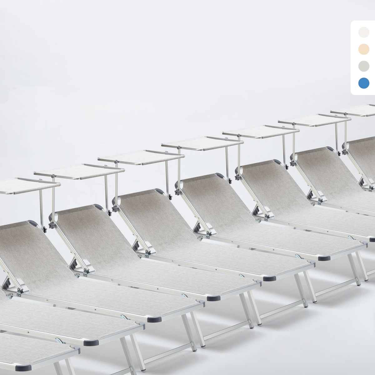 Set van 20 aluminium ligbedden met schuifdak Nettuno Aanbieding