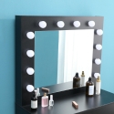 Zwarte make-up tafel met LED-lampen, spiegel en krukje Gaia Black Aankoop