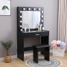 Zwarte make-up tafel met LED-lampen, spiegel en krukje Gaia Black Catalogus