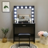 Zwarte make-up tafel met LED-lampen, spiegel en krukje Gaia Black Keuze