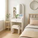 Kaptafel met spiegel en kruk Flora Aanbieding