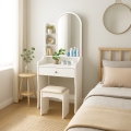 Kaptafel met spiegel en kruk Flora Aanbieding