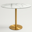 Ronde eettafel in Goblet-stijl 120 cm goud en marmereffect Monika+ Aanbieding
