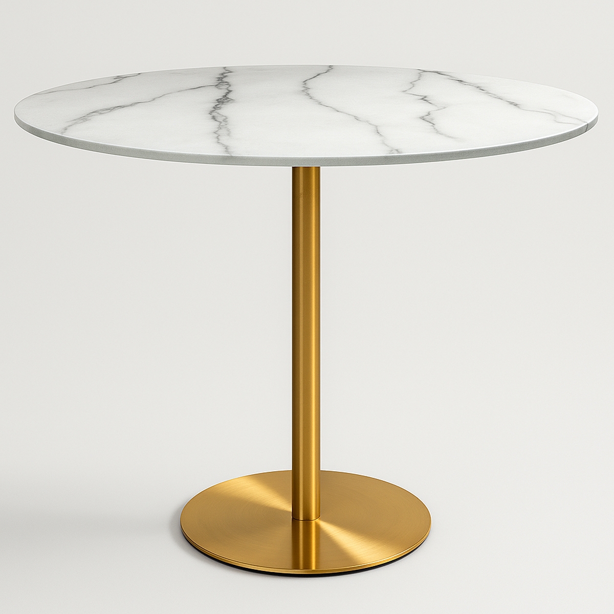 Ronde eettafel in Goblet-stijl 120 cm goud en marmereffect Monika+ Aanbieding