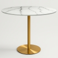 Ronde eettafel in Goblet-stijl 120 cm goud en marmereffect Monika+ Aanbieding