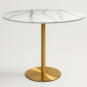 Ronde eettafel in Goblet-stijl 120 cm goud en marmereffect Monika+ Aanbieding