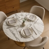 Ronde eettafel in Goblet-stijl 120 cm goud en marmereffect Monika+ Model