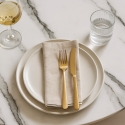 Ronde eettafel in Goblet-stijl 120 cm goud en marmereffect Monika+ Karakteristieken