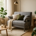 Stoffen slaapfauteuil 2-persoons opklapbare slaapbank Deborah Twin 
