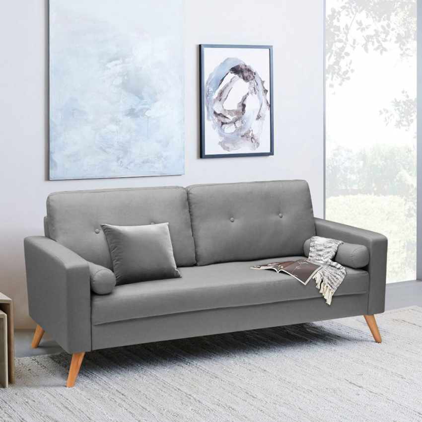 Modern Design Sofa Scandinavische Stijl Stof 3 Zits voor Woonkamer en Keuken Aquamarijn