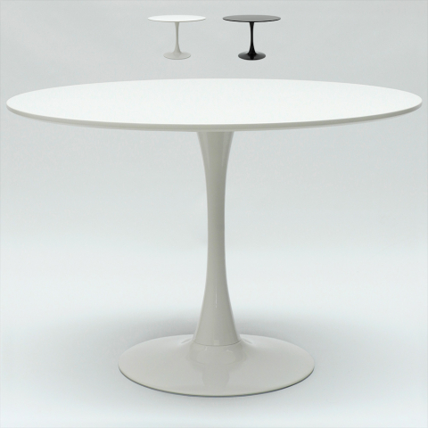 ronde tafel 120 cm in zwart7wit voor woonkamer cafè en keukenrestaurant Tulip