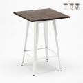 Hoge tafel in industriële stijl van staal en hout 60x60 cm Welded Aanbieding