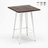 Hoge tafel in industriële stijl van staal en hout 60x60 cm Welded Aanbieding