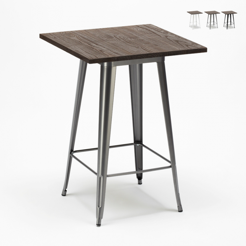 hoge tafel-stijl van industrieel staal en hout 60x60 welded Catalogus