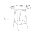 Hoge tafel in industriële stijl van staal en hout 60x60 cm Welded 