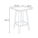 hoge tafel Lix-stijl van industrieel staal en hout 60x60 welded 