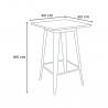 hoge tafel Lix-stijl van industrieel staal en hout 60x60 welded 