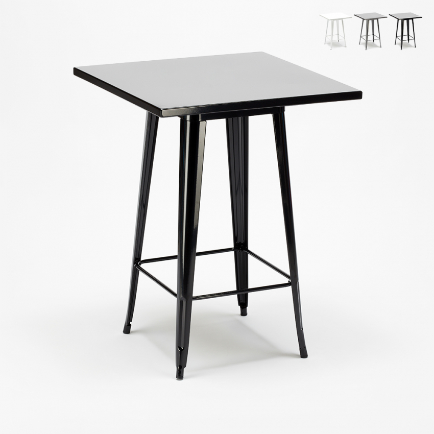 Hoge tafel in industriële stijl van staal 60x60 cm Nut Aanbieding Hoge tafel in industriële stijl van staal 60x60 cm Nut Aanbieding
