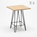 Hoge industriële tafel van metaal en hout 60x60 cm Bolt Kortingen