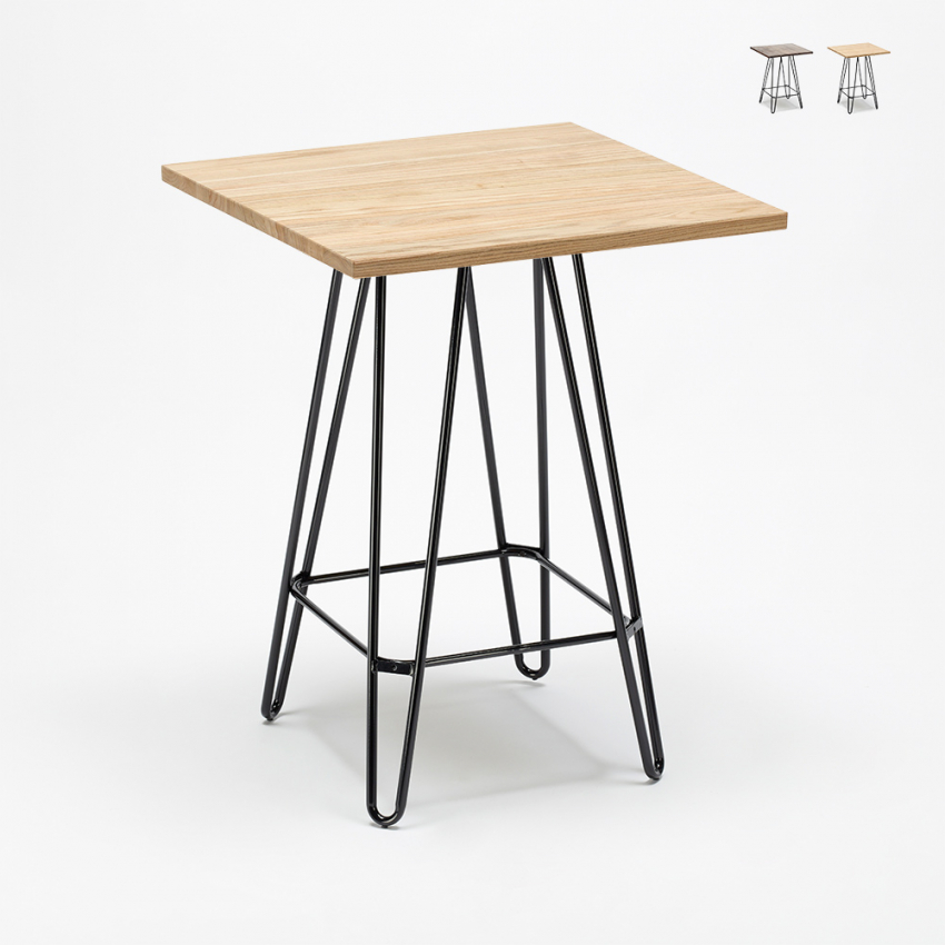 Hoge industriële tafel van metaal en hout 60x60 cm Bolt Kortingen Hoge industriële tafel van metaal en hout 60x60 cm Bolt Kortingen