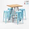 Set hoge tafel met 4 metalen krukken in industriële stijl Brooklyn Aanbieding