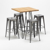 Set hoge tafel met 4 metalen krukken in industriële stijl Brooklyn Prijs