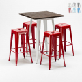 Set hoge tafel met 4 metalen krukken in industriële stijl Harlem  Aanbieding