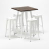 Set hoge tafel met 4 metalen krukken in industriële stijl Harlem  