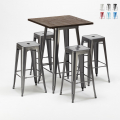 Set hoge tafel met 4 metalen krukken in industriële stijl Williamsburg   Aanbieding
