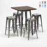 Set hoge tafel met 4 metalen krukken in industriële stijl Williamsburg   Aanbieding