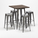 Set hoge tafel met 4 metalen krukken in industriële stijl Williamsburg   Aanbod