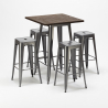Set hoge tafel met 4 metalen krukken in industriële stijl Williamsburg   Aanbod