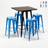 Set hoge tafel met 4 metalen krukken in industriële stijl Little Italy  Karakteristieken